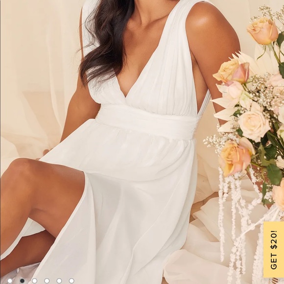 white maxi dress with deep v - Picture 3 of 3